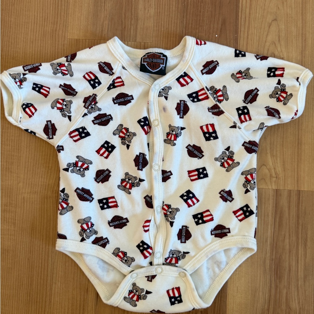 Harley Davidson Flags Bears Baby/Toddler Onesie, Boy or Girl